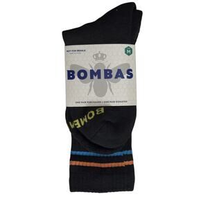 Bombas Calf Crew Socks Bee Better Arch Support Black Medium W 7-11 M 6-9